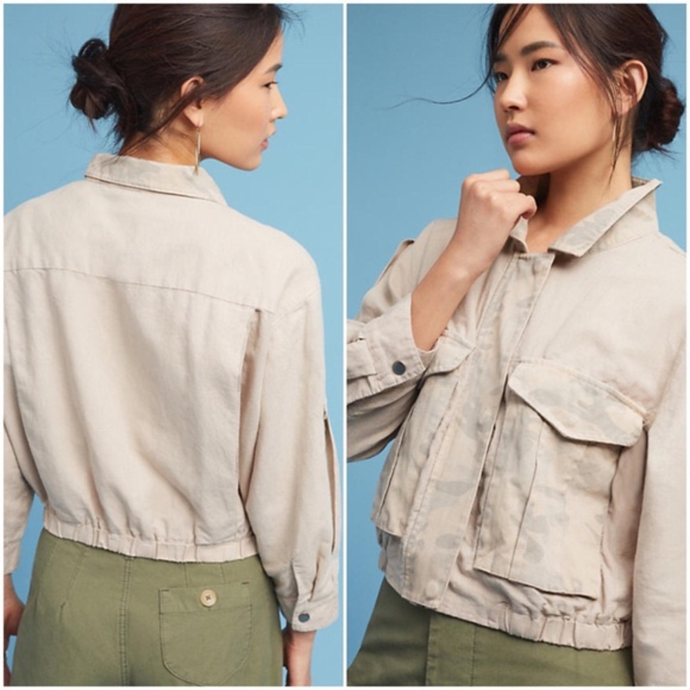 Anthropologie Beige Cropped Jacket